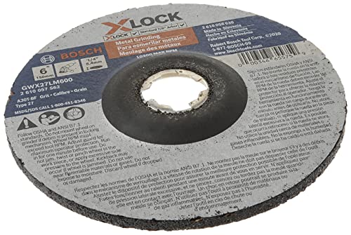 BOSCH GWX27LM600 6 In. x 1/4 In. X-LOCK Arbor Type 27 30 Grit Metal Grinding Abrasive Wheel