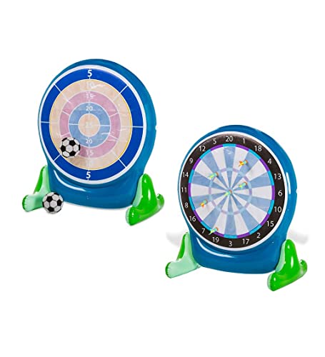 HearthSong Giant 58-Inch Inflatable 2-in-1 Darts and Soccer Set with Double-Sided Score Board, Two Soccer Balls, and Six Darts for Outdoor Active Play