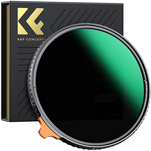 K&F Concept 77mm Variable ND Filter ND2-ND400 (1-9 Stops) with Putter HD 28 Multi-Layer Coatings Import AGC Glass Adjustable Neutral Density Filter for Camera Lens