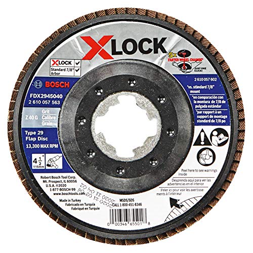 BOSCH FDX2945040 4-1/2 In. X-LOCK Arbor Type 29 40 Grit Flap Disc