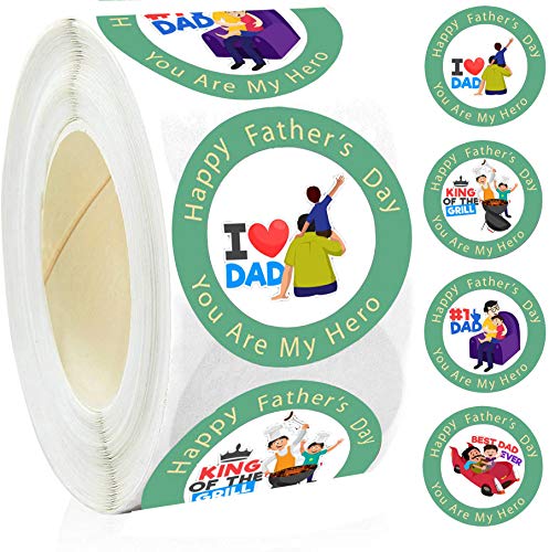 Happy Father’s Day Character Sticker 2 inch Fathers Day Party Favors Envelope Seals Greeting Card Stickers for Decoration,Card,Scrapbook,Kids Crafts,Homemade Packing 500pcs (2 inch)