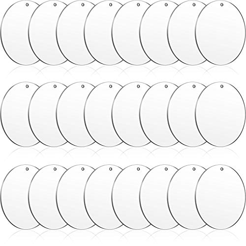 24 Pieces 4 Inch Acrylic Keychain Blanks 0.06 Inch Thick Acrylic Circles Clear Disc Ornaments Blanks with Hole Acrylic Transparent Circle Discs for DIY Keychain and Craft Projects Supplies (4 Inch)