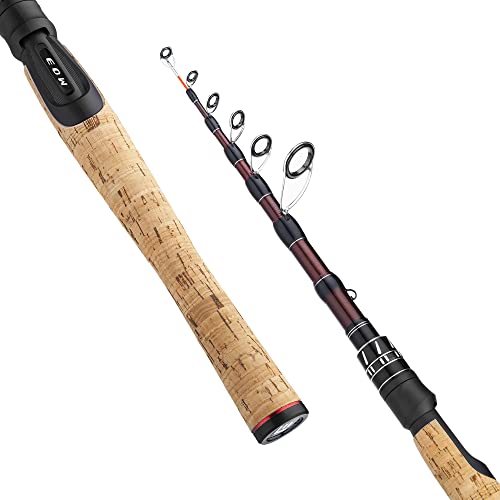 EOW XPEDITE Portable Telescopic Spinning Fishing Rods, 24T Carbon Blanks & Solid Carbon Tip, Cork Handle, Travel Rod, Light Weight and Short Collapsible Rods