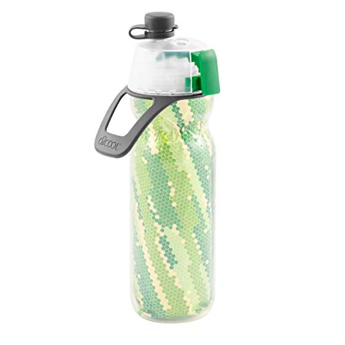 O2COOL Arctic Squeeze Insulated Mist ‘N Sip Misting Water Bottle, 20oz (Geo Green)