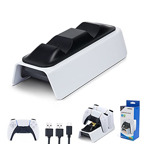 PS5 Controller Charger Station, PS5 Charging Station With Led Indicator, High Speed, Fast Charging Dock For Sony Dualsense Controller, White And Black