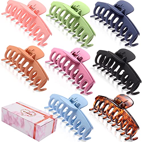 GQLV 8 PCS Large Hair Claw Clips for Women,4.4 Inch Big Banana Hair Clips for Thick Hair/Thin Hair,Nonslip Jaw Hair Clips,Butterfly Hair Clips ,Hair Barrettes ,Fashion Accessories for Girls