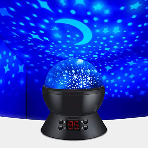 Star Projector Night Lights for Kids, Starry Night Light with Timer, 360 Degree Moon Star Ceiling Lamp for Baby Bedroom Decor, Birthday Gifts Toy for 3 to 12 Year Old Girls Boys