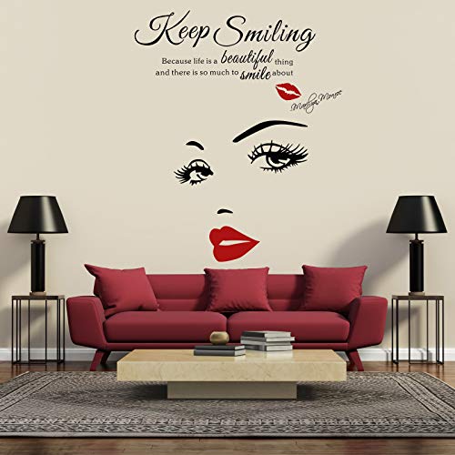 OOTSR Girl Face Wall Decal, Wall Sticker Decor Beauty Salon Manicure Nail Salon Wall Art Sticker, Wall Stickers Wall Decor Home Decor Bedroom Living Room Couch TV Background