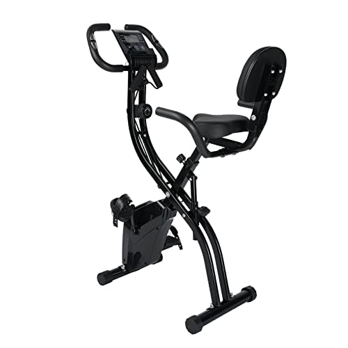 Obenater Folding Exercise Magnetic Bike Adjustable Height Comforable Seat with Pulse Sensor/LCD Monitor, Perfect for Home Use (S-Backrest)