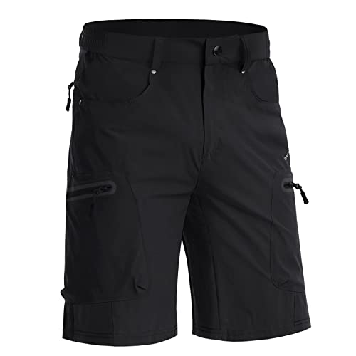 MAGNIVIT Mens Hiking Shorts Loose Fit Shorts Above The Knee Shorts Fishing Shorts Cargo Shorts Capri Shorts Work Shorts for Men Black