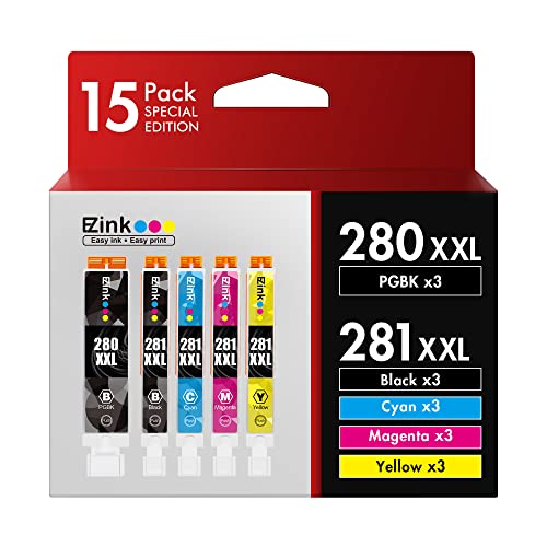 E-Z Ink (TM) Compatible Ink Cartridge Replacement for Canon PGI-280XXL CLI-281XXL to use with PIXMA TR7520 TR8520 TS6120 TS6220 TS6320 TS8120 TS8220 TS9120 TS9520 TS9521C Printer (15 Pack) | The Storepaperoomates Retail Market - Fast Affordable Shopping