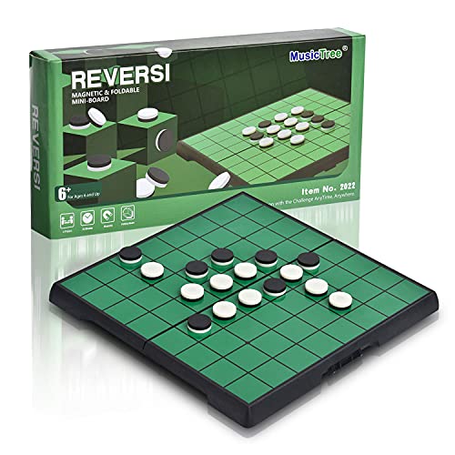MusicTree Magnetic Reversi Othello Board Game Set with Folding Board Classic Games