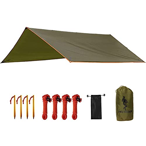 FREE SOLDIER Waterproof Portable Tarp Multifunctional Outdoor Camping Traveling Awning Backpacking Tarp Shelter Rain Tarp(Simplify Olive Brown 10×10ft)