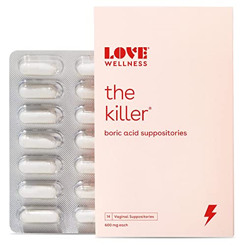 Love Wellness The Killer, 14 Boric Acid Suppositories – Maintains and Balances Healthy Vaginal pH & Manages Odor – Discomfort & Loss of Intimacy – Feminine Health Developed by Doctors for Women