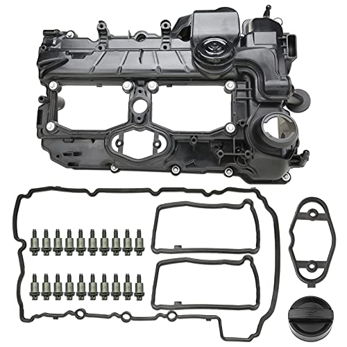 MITZONE N20 Engine Valve Cover with Gasket Bolts Kit & Oil Cap For BMW 2012-2018 528i 528i xDrive 328i 328i GT xDrive 320i x5 x3 X1 428i z4 2.0L Replace # 11127588412