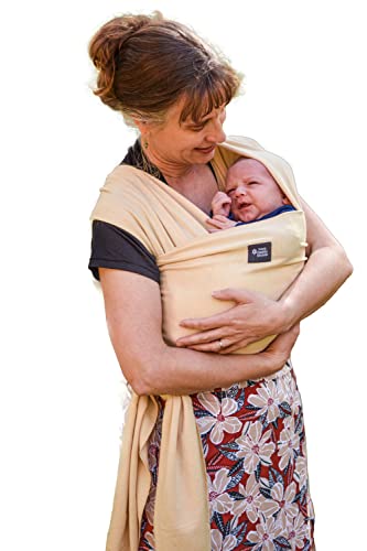 Baby Wrap Carrier Soft, Stretchy, Cotton Baby Wrap, Baby Sling, Nursing Cover Up for use with Newborn-Toddler: Evenly distributes Weight for More Comfortable Carrying (Cream)