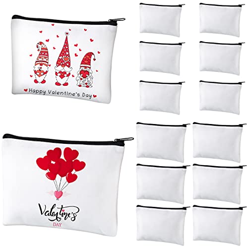 12 Pieces Cosmetic Bags Multipurpose Sublimation Blanks DIY Heat Transfer Makeup Bags Canvas Pen Case Pencil Bag Iron on Transfer Zipper Canvas Pouch Toiletry Pouch (7.9 x 5.5 Inch, 5.9 x 4.7 Inch)