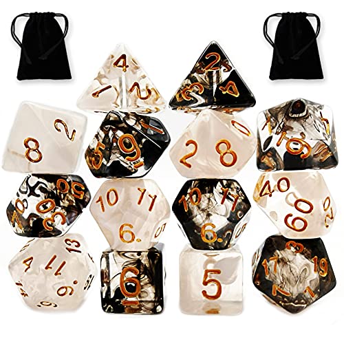 DND Dice Set 2 Pack Polyhedral D&D Dice Gorgeous Dice for Dungeons and Dragons Dice Goblin DND Role Playing Games and Table Games Gifts – Black and White