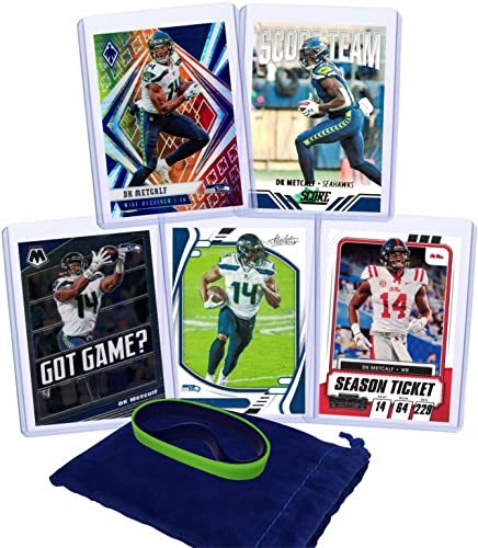 DK Metcalf Football Cards (5) Assorted Bundle – Seattle Seahawks Trading Card Gift Set
