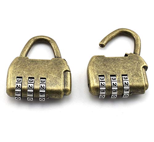 SDTC Tech 2-Pack Mini Antique Password Padlock Retro Vintage Style Handbag Shape Bronze Locks