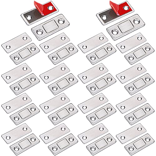 Cabinet Sliding Door Magnets Jiayi 18 Pack Ultra Thin Magnetic Door Catch Stainless Steel Drawer Magnet Catch for Kitchen Door Closure Cabinet Closer Cupboard Closet Door Magnetic Latches Hardware