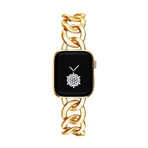 Kolgios 38/40/41mm Gold Cool Women Chain Metal Smartwatch Bands Compatible for Apple Watch Bands Series 8/7/6/SE/5/4 Adjustment Replacement Bracelet for Iwatch 8/7 Gift for Her