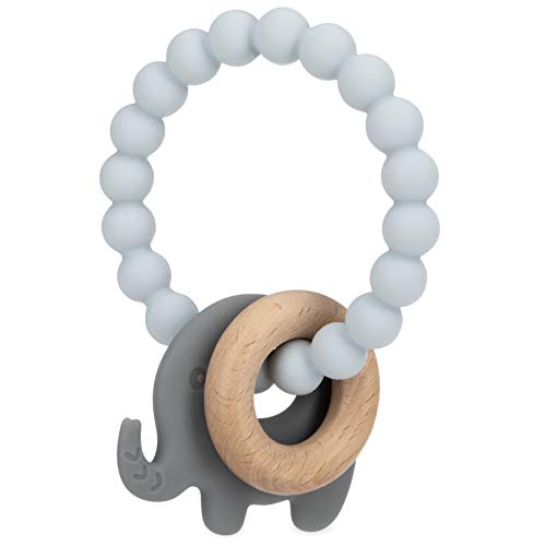 Nuby Natural Wood & Silicone Teether Ring: 3 M+, Elephant, Gray | The Storepaperoomates Retail Market - Fast Affordable Shopping