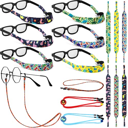9 Pcs Kids Eyeglass Straps Neoprene Nonslip Kids Sunglasses Holder Lanyard Retainer Animal Theme Sport Adjustable Eyewear Retainer for Boys Girls