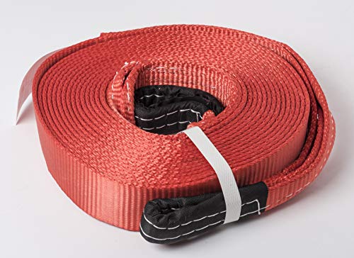 HiGear 9 Ton 2 Inch X 30 Ft. Polyester Tow Strap Rope 2 Loops 20,000lb Towing Recovery by Alfa Wheels (2in 30ft 2×30, Red)