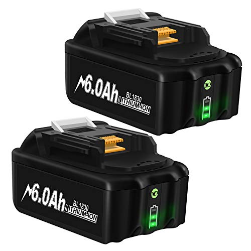 2 Packs 6000mAh BL1860B Battery Replacement for Makita 18V Battery with LED Indicator Compatible with Makita 18 Volt LXT Battery BL1860 BL1850 BL1850B BL1840 BL1840B BL1830 BL1830B BL1815 LXT-400