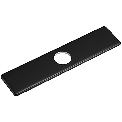COOLWEST 10 Inch Hole Cover Deck Plate Stainless Steel Black Square Escutcheon Plate for 1 or 3 Hole Kitchen or Bathroom Sink Faucet Tap Cover Plate