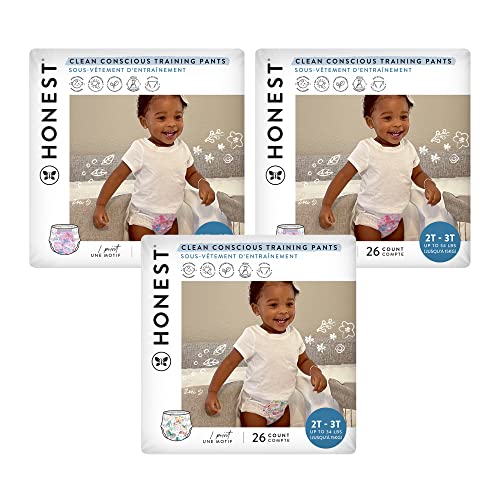The Honest Company Clean Conscious Training Pants | Plant-Based, Sustainable Diapers | Magical Moments + Butterfly Kisses | Size 2T/3T (34- lbs), 78 Count