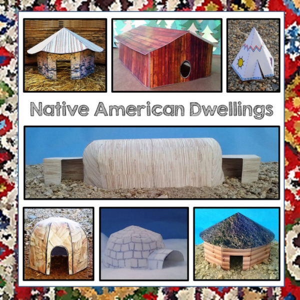 Native American Dwellings – Reproducible and Printable Templates for creating seven dwellings from card stock. Suitable for 3rd-5th grade students.