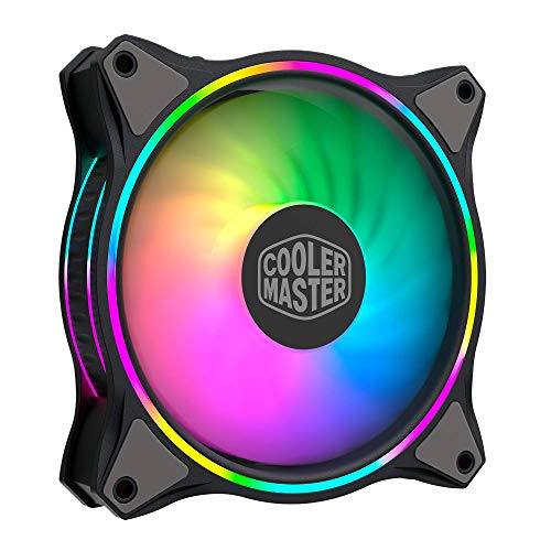 Cooler Master MasterFan MF140 Halo Fan, Duo-Ring ARGB Customizable Lighting, 140mm PWM Static Pressure, ARGB Header Extender For PC Case, Liquid and Air Cooler (MFL-B4DN-15NPA-R1)