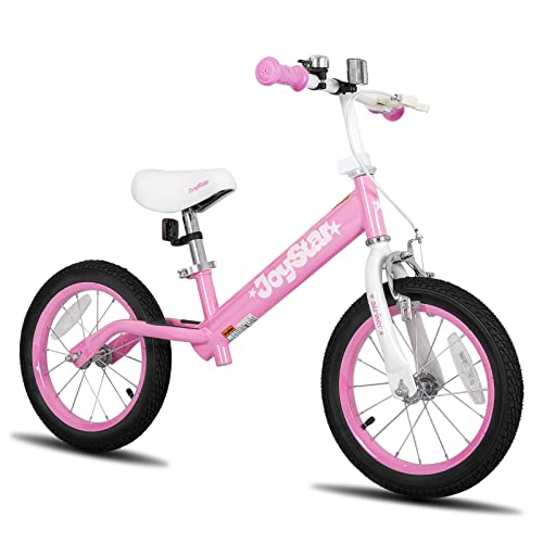 JOYSTAR 14 Inch Balance Bike for Kids 3 4 5 6 Years Old Boys Girls 14 in Toddler Bike with Adjustable Seat Height No Pedal Training Bicycle Pink