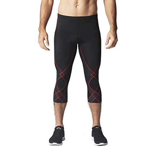 CW-X Men’s Stabilyx Joint Support 3/4 Compression Tight, Black/Red, Large