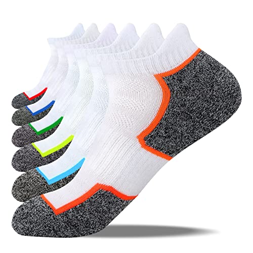 FUNDENCY 6 Pack Men’s Ankle Athletic Socks Low Cut Breathable Running Tab Socks with Cushion Sole
