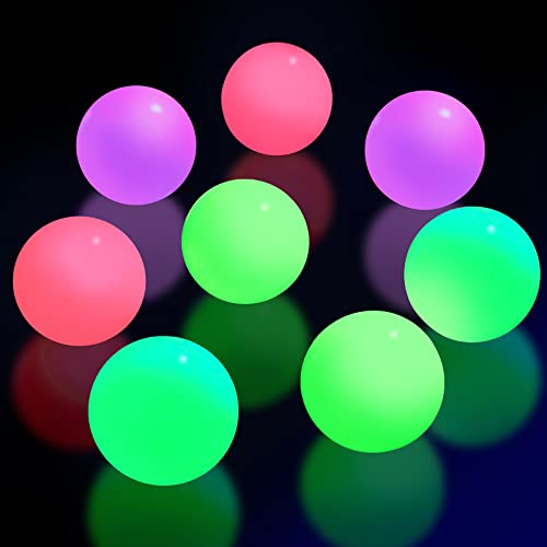 8 Pieces Ceiling Balls Glow in The Dark Stress Balls Sticky Balls That Stick to The Ceiling Glowing Balls for Relax Toy Teens and Adults (Pink, Yellow, Purple, White,2.6 Inches)