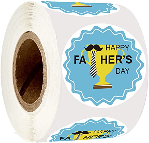 Happy Father’s Day Stickers 2 Inch Father’s Day Envelope Seals Labels Adhesive Father’s Gift Tags Wrap Labels For Party Favors Greeting Card Scrapbook Decorations 500 Pcs/Roll Beard Fathers Day Labels