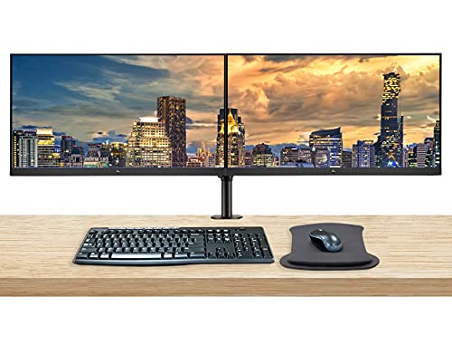 HP EliteDisplay E27 G4 27in 1920 x 1080 FHD IPS LED-Backlit 2-Pack Monitor Bundle with Blue Light Filter, HDMI, VGA, DisplayPort, MK270 Wireless Keyboard and Mouse, Gel Mouse Pad, Dual Monitor Stand