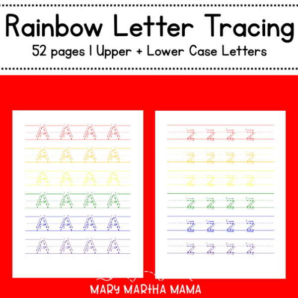 Rainbow Letter Tracing Sheets (Handwriting Practice)