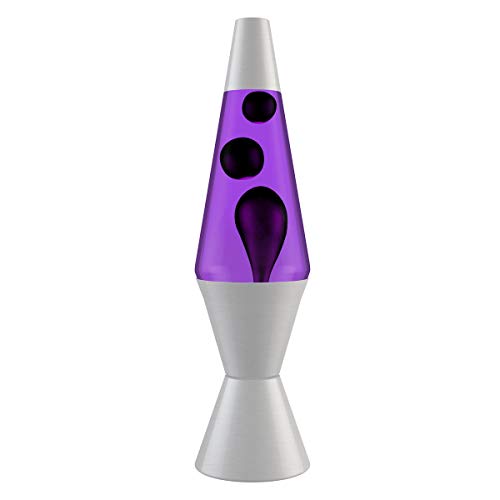 Black and Purple 14.5-Inch Lava Lamp with Aluminum Base and Cap