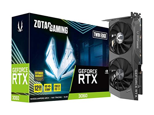 ZOTAC Gaming GeForce RTX 3060 Twin Edge 12GB GDDR6 192-bit 15 Gbps PCIE 4.0 Gaming Graphics Card, IceStorm 2.0 Cooling, Active Fan Control, Freeze Fan Stop, ZT-A30600E-10M