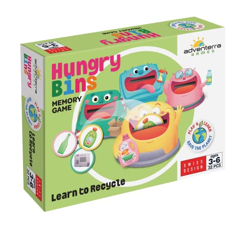 Adventerra Games – Hungry Bins Board Game- Educational Games for Kids Ages 3-6 -Learning Resources -Kindergarten Learning Activities – Toddler Games – Learning Games for Kids – Birthday Gift for Kids