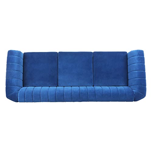 Chesterfield Sofa for Living Room, 3 Seater Velvet Sofa Couch Home Theater Seating Reclining Couch Sofa Upholstered Accent Arm Sofa for Bedroom, Office, Apartment, Living Room (Blue) | The Storepaperoomates Retail Market - Fast Affordable Shopping