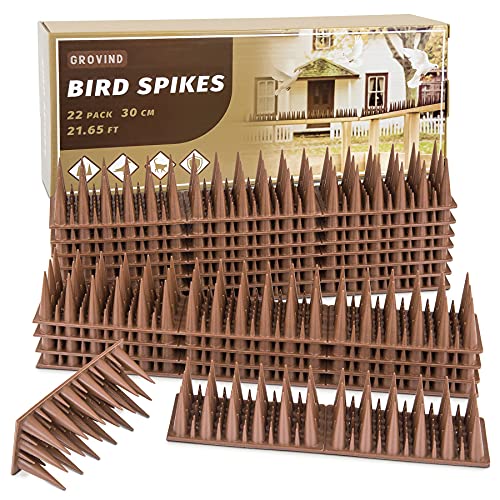Grovind 21.6 FT Bird Spikes for Outdoor, Bird Spike for Fences and Roof – 22 Pack