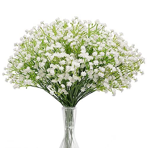 N&T NIETING Baby Breath Flowers,10Pcs Fake Gypsophila Plants Artificial Baby Breath Flowers for Wedding Bouquets Party Home Garden Decoration, White