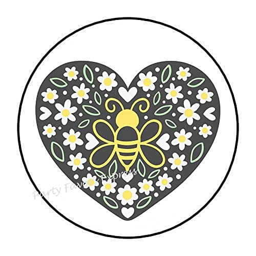 Bumblebee Bee Heart Envelope Seals Labels Stickers 1.5″ Round (30)