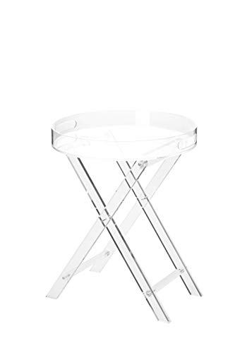Artmaze Clear Acrylic Small Folding Table,Round Tray Drink Table,for Office, Nightstand for Living Room and Bedroom,16×16 inch，20 inch high