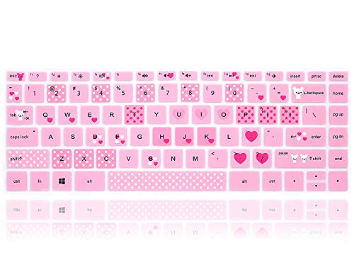 MMDW English Silicone Keyboard Cover for HP 2020 2019 2018 for HP 14″ Laptop / for HP Pavilion X360 14M-BA 14M-CD 14M-DH 14-BF 14-cm 14-CF 14-DF 14-DK 14-DS 14-DQ Series,Lovely Bear